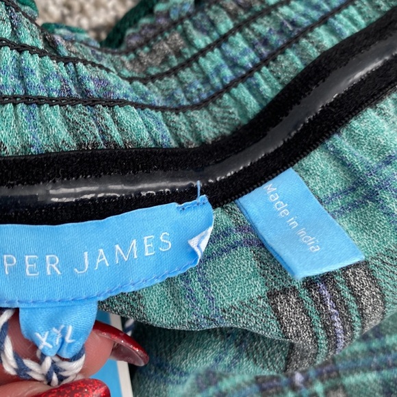 Draper James Off the Shoulder Tie Waist Dress in Angie Plaid - Picture 6 of 7